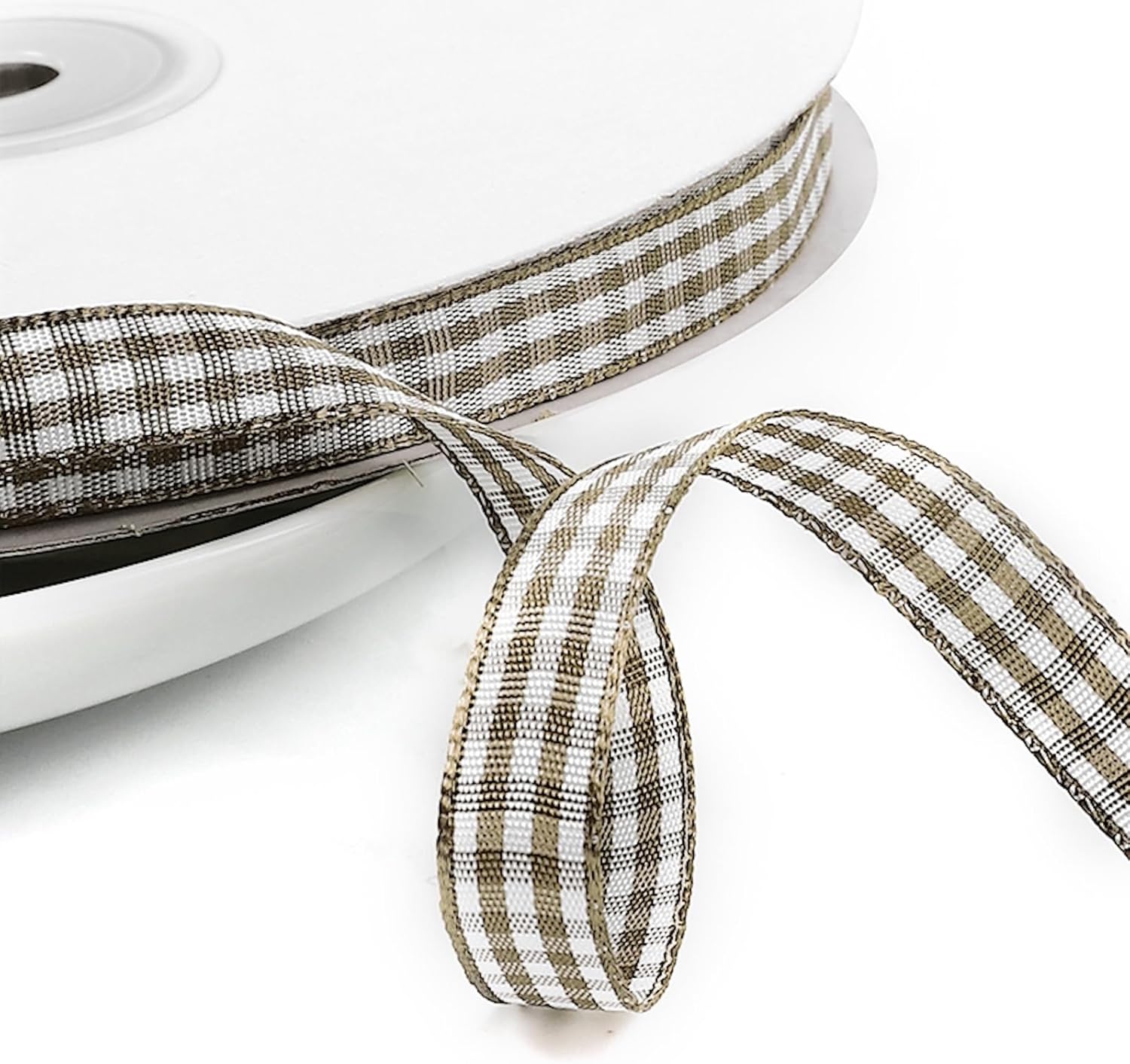 Classic Gingham Checkered Ribbon, Assorted Colors Premium Polyster Plaid Checkered Craft Ribbon for Gift Wrapping, DIY Projects, Hair Bows,Scrapbooking & Party Decor (Deep Khaki, 3/8x50Yd) - Crafty Corner