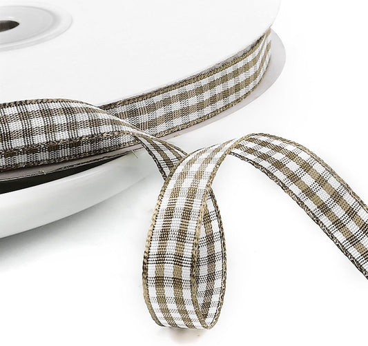 Classic Gingham Checkered Ribbon, Assorted Colors Premium Polyster Plaid Checkered Craft Ribbon for Gift Wrapping, DIY Projects, Hair Bows,Scrapbooking & Party Decor (Deep Khaki, 3/8x50Yd) - Crafty Corner