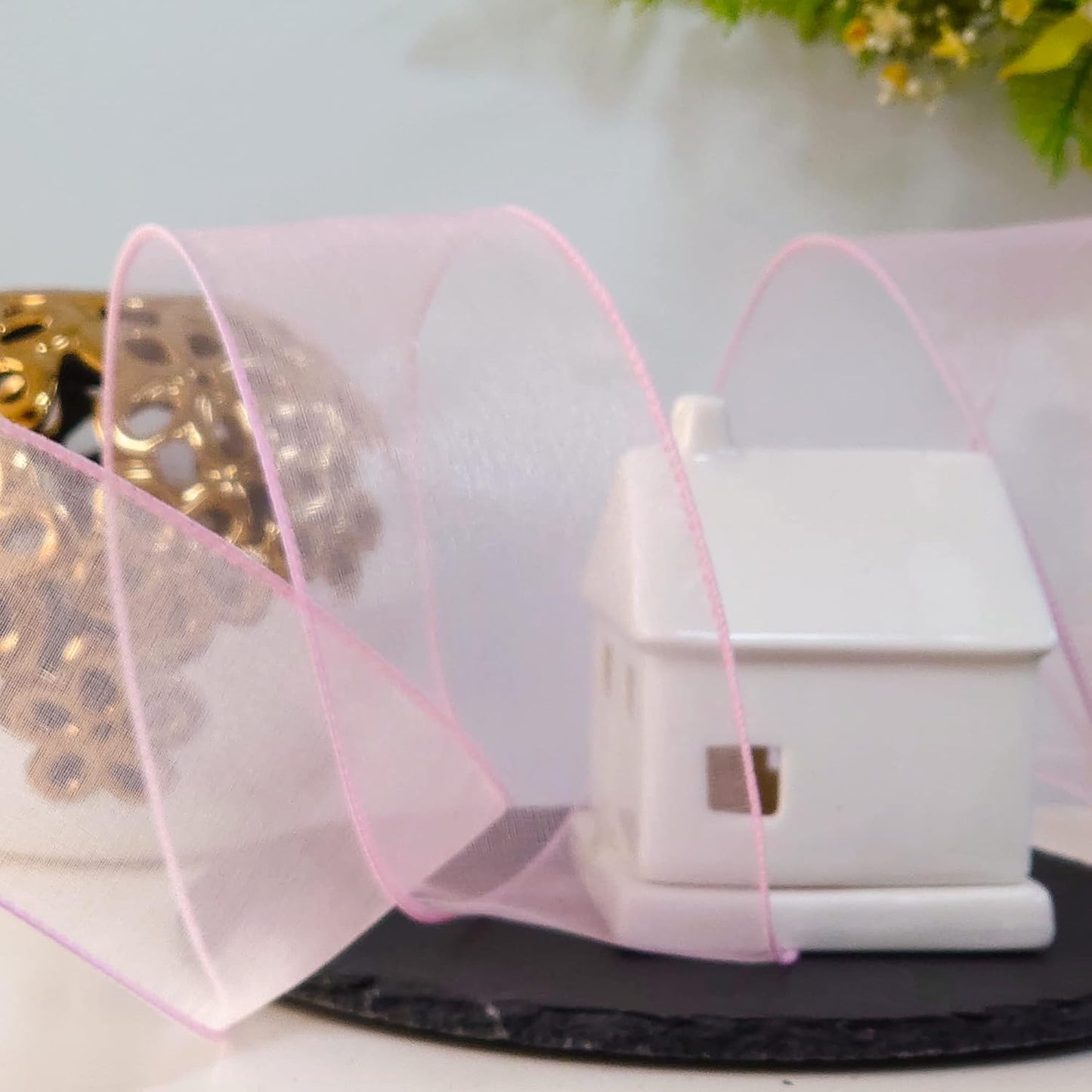 CT CRAFT LLC Sheer Organza Wired Ribbon 2.5" x 50Yards Pink for Wedding Chair Bow Flora Bouquet Gift Wrapping Christmas Tree Home Decor Wreath - Crafty Corner