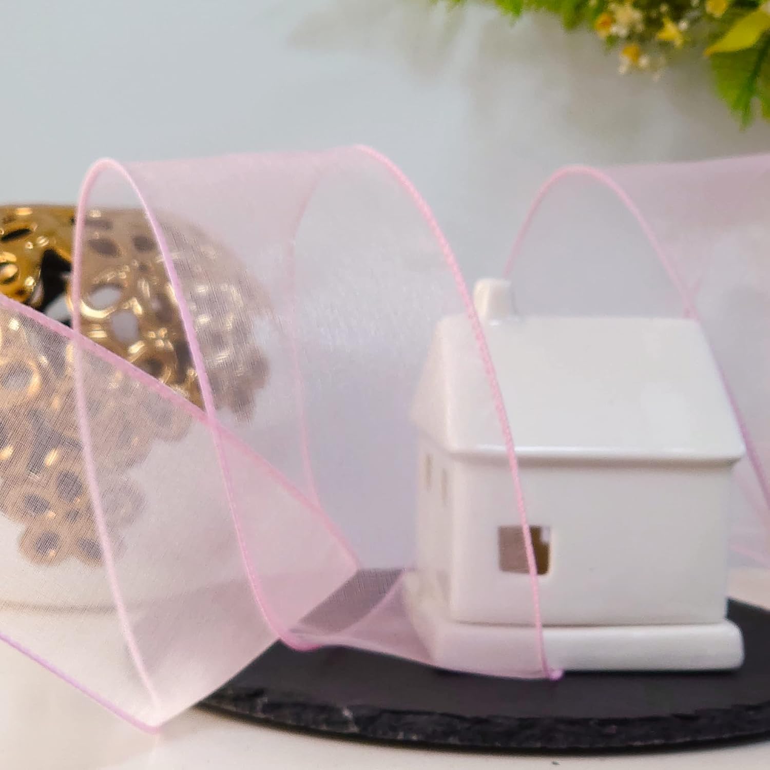 CT CRAFT LLC Sheer Organza Wired Ribbon 2.5" x 50Yards Pink for Wedding Chair Bow Flora Bouquet Gift Wrapping Christmas Tree Home Decor Wreath - Crafty Corner