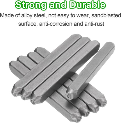 HARFINGTON 36pcs Metal Stamping Kit 1/8" (3mm) Steel Uppercase Letter and Number Punch Set (A-Z / 0-8 / "&" Symbol) Punch Press Tool with Case for Imprinting Metal Plastic Wood Leather