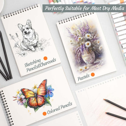 4 Pack Small Sketch Books, 5.5 x 8.5 Inch Mini Sketchbook, 68lb/100gsm Spiral Bound Small Sketch Pad, Acid Free Art Supplies Drawing Painting Sketchbook for Kids, Beginners, Artists (30 Sheets Each) - Crafty Corner