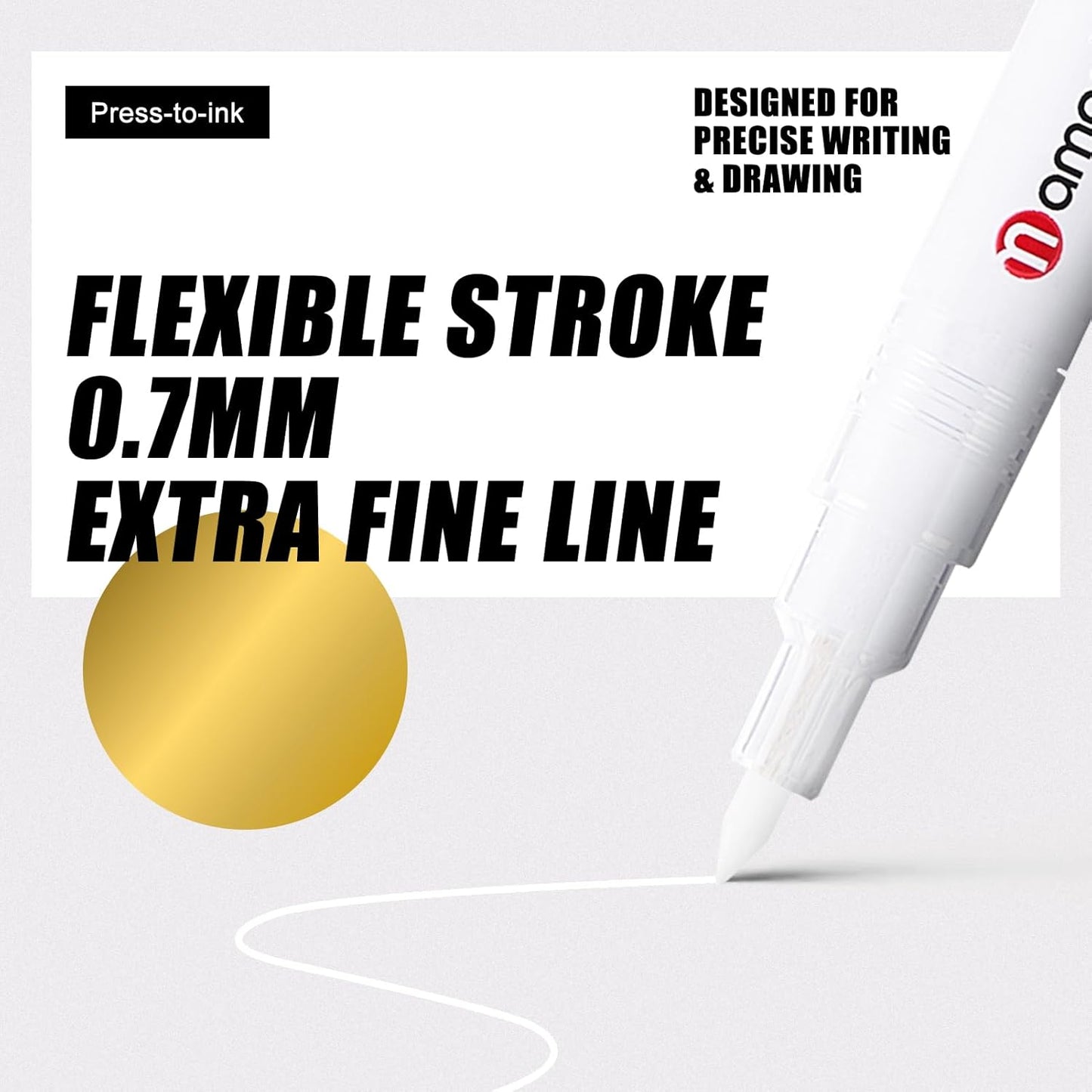 White, Silver & Gold Paint Marker Pens 6 Pack 0.7mm Extra Fine Tip, Permanent Acrylic Ink for Rock, Wood, Metal, Glass, Ceramic, Plastic, Canvas, Pens for DIY Crafts, Art & Fine Detailing