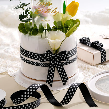 Polka Dot Grosgrain Ribbon 3/4 Inch, 25 Yards Spool Black and White Dot Craft Ribbon for Christmas Gift Wrapping DIY Crafts Hair Bows Wedding Party Decor Sewing and Home Decoration - Crafty Corner