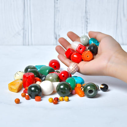 1/2 LB Bag of Assorted Resin Beads for Jewelry Making, Bracelets and Necklaces, Crafting Beads Supplies Kit, Large & Small Beads