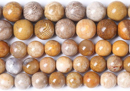 72pcs 10mm Natural Coral Jade Chrysanthemum Stone Beads Round Loose Beads for Jewelry Making,DIY Bracelet Necklace 32" 2 Strands