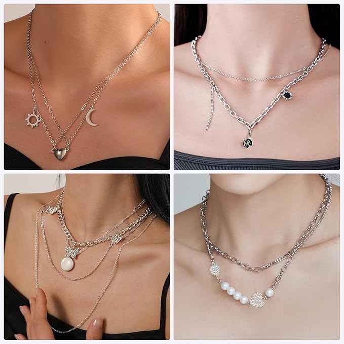 Ecofor Jewelry Making Super Bundle - 111.7 Feet 14K Gold & Stainless Steel Chains with 500+ Findings, 50 Pendants & Tools (17 Rolls)