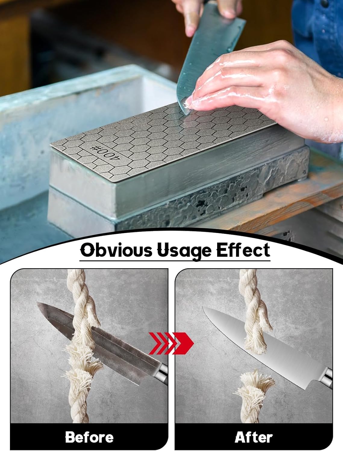 5PCS Diamond Sharpening Stones, Kalolary Knife Sharpener Stone Grit Diamond Sharpener Plate Honing Stone with Non-slip Base for Chisels Camp Kitchen Outdoor Knife Tools (400/600/800/1000/1200 Grit)