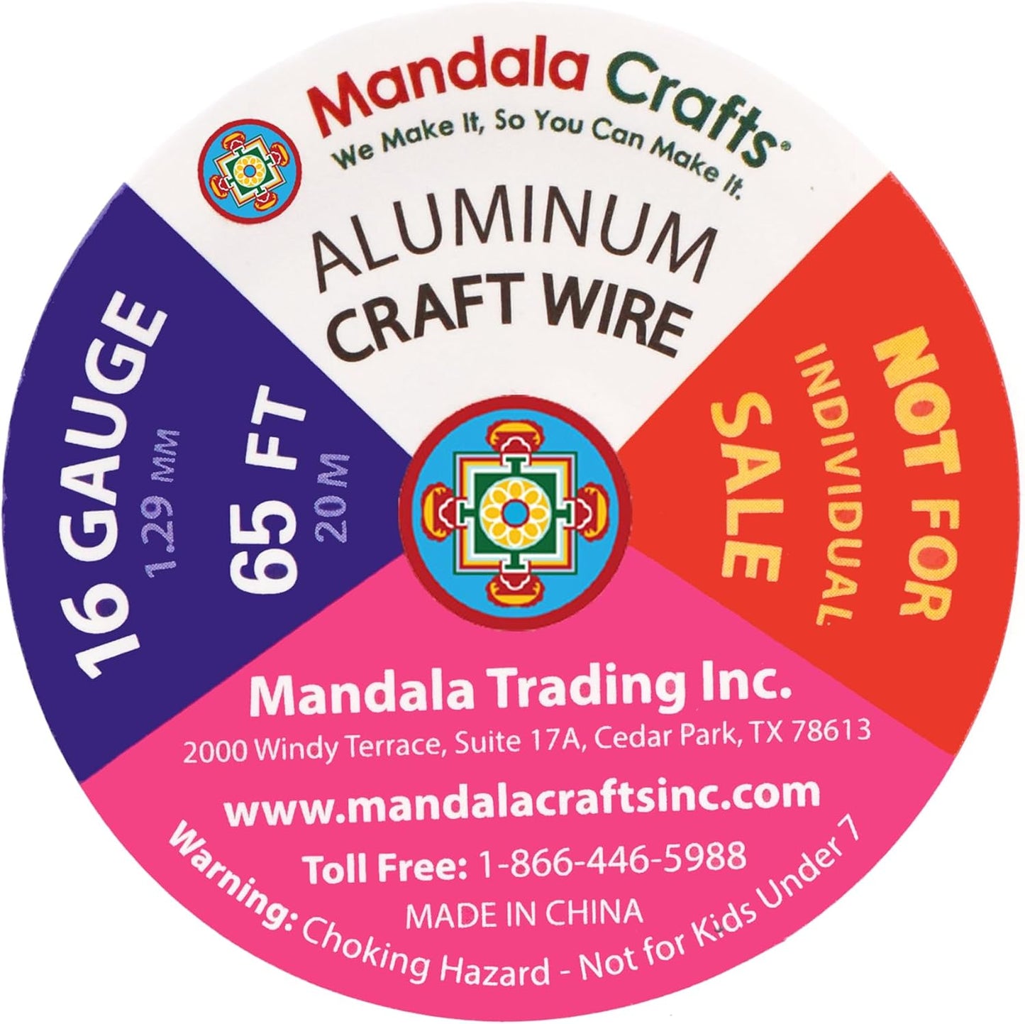 Mandala Crafts 16 Gauge Anodized Aluminum Craft Wire for Jewelry Making – 390 FT Colored Flexible Silver Copper Light Gold Gray Gold Red Wire - Bendable for Bonsai Armature Crafting Sculpting - Crafty Corner