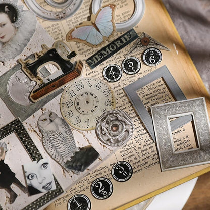 Vintage Junk Journal Items Kit Pre Cut Paper Cards Cutout Cardstock Art Aesthetic Decor Hollow Out Craft Elements Small Embellishments Supplies for Adults Scrapbook Pack