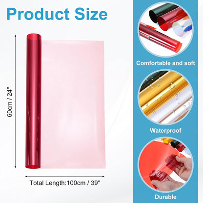 MECCANIXITY Iridescent Window Film,24" x 39" Iridescent Holographic PVC Fabric Dichroic Film Clear Vinyl Paper Roll for DIY Craft Gift Wrapping Bag Decoration,Pink