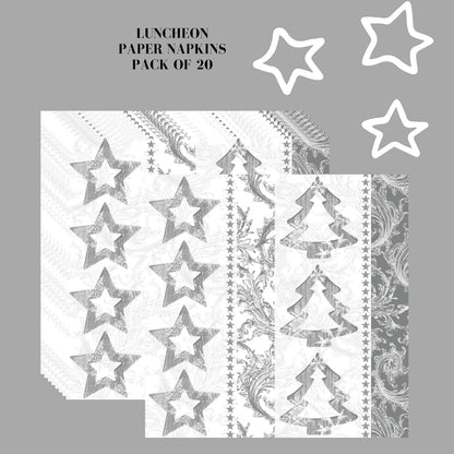 20-ct 13x13 Christmas Paper Decoupage Napkins, 3-Ply Servilletas Tissue Napkin for Dinner and Parties, Disposable Napkins (Trees Pattern)