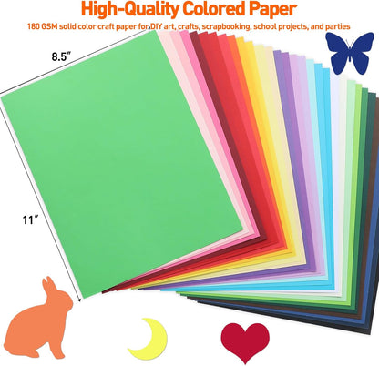 MAXECHO 8.5" X 11" Colored Cardstock Bulk 300 Sheets 30 Assorted Colors Construction Paper Card Stock Printer Paper for DIY Crafts, Kids School Supplies, Cricut, 180 GSM - Crafty Corner