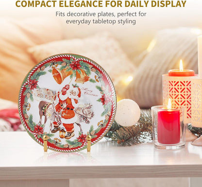 Plate Holder Easel Display Stand - 4.5 inch Metal Plate Stands for Display - Tabletop Picture Stand - Gold Iron Easels for Display Pictures | Photo Frames | Book | Decorative Plates | Plaque -4 Pack