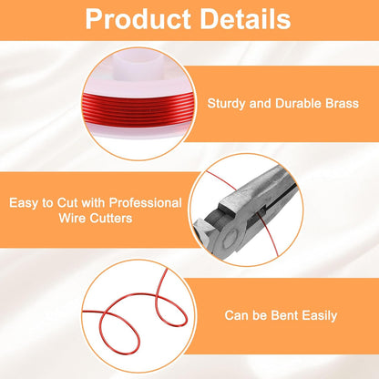 HARFINGTON 5ft Jewelry Wire, 18 Gauge (1mm) Brass Craft Soft Metal Tarnish Resistant Copper Beading Wire for Jewelry Making Supplies Crafting, Bright Red