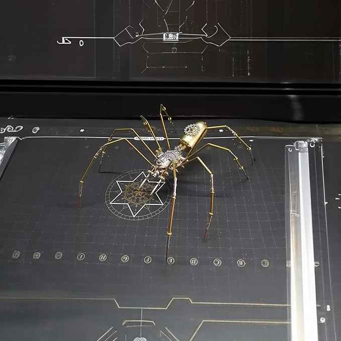 Steampunk Spider Metal Model Kit for Adults – DIY Mechanical Insect Sculpture with Brass Gear Details, 3D Retro Industrial Art Puzzle Craft for Home Office Decoration & Collectors Gift (Frons Spider)