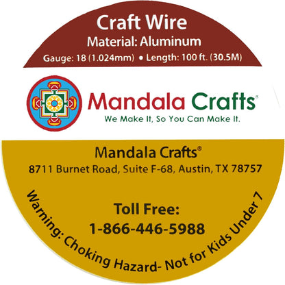 Mandala Crafts 18 Gauge Anodized Aluminum Craft Wire for Jewelry Making - 100 FT Colored Flexible Light Green Wire - Bendable for Bonsai Armature Crafting Sculpting - Crafty Corner