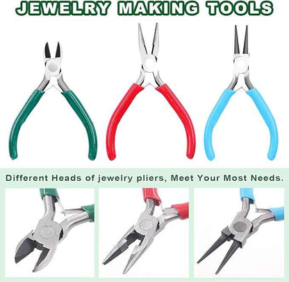 Keadic 1641Pcs Jewelry Making Tools with Findings Set Includes Jewelry Pliers, Cord End, Jump Rings, Lobster Clasps, Beading Wires, Earring Hooks, Screw Eye Pins for Earring Bracket Necklace Making