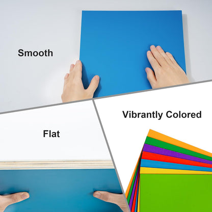 ROBOTIME 7-Pack Double-Sided Colored Basswood Sheets 1/8" - 12 x 16 x 1/8 Inch - Roller-Coated Solid Color 3mm Laser Wood Boards for Laser Cutting, Engraving & Wood Burning - Blue ﻿