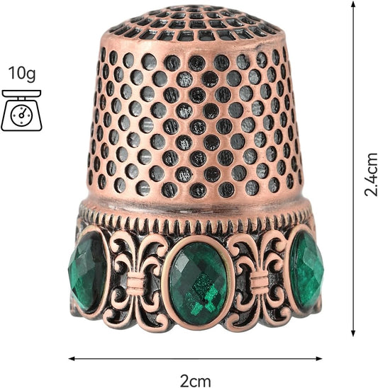 Vintage Sewing Thimble, Finger Protector Finger Shield Fingertip Thimble Sewing Quilting Craft Accessories DIY Sewing Tools (Red Copper)