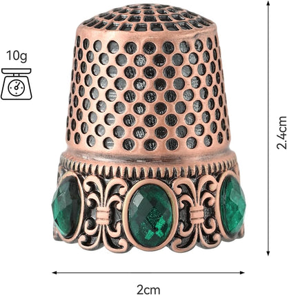 Vintage Sewing Thimble, Finger Protector Finger Shield Fingertip Thimble Sewing Quilting Craft Accessories DIY Sewing Tools (Red Copper)