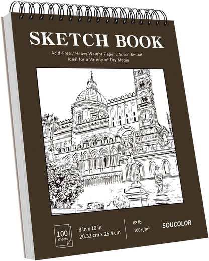 Soucolor 8" x 10" Blank Spiral Notebook| 100 Sheets 68lb/100gsm| Classroom Must Haves Supplies, Back to School Supplies for Teachers & Students| Small Sketchbook Drawing Paper for Kids and Adults - Crafty Corner