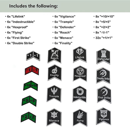 MTG Abilities Keywords Counter Wheel, Black Token Tracker 7.5 inch Diameter,123-Piece Keyword and Life Counter Bulk Tokens MTG, TCG, Cards Gaming Accessories