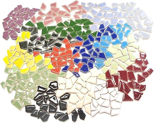 Mosaic Tiles 200g/7.05oz(Approx. 155-170pcs) Porcelain Mosaic Tiles 1-2.5cm 0.4mm Thickness Ceramic Mosaic Stones DIY Mosaic Craft Material(Mix)