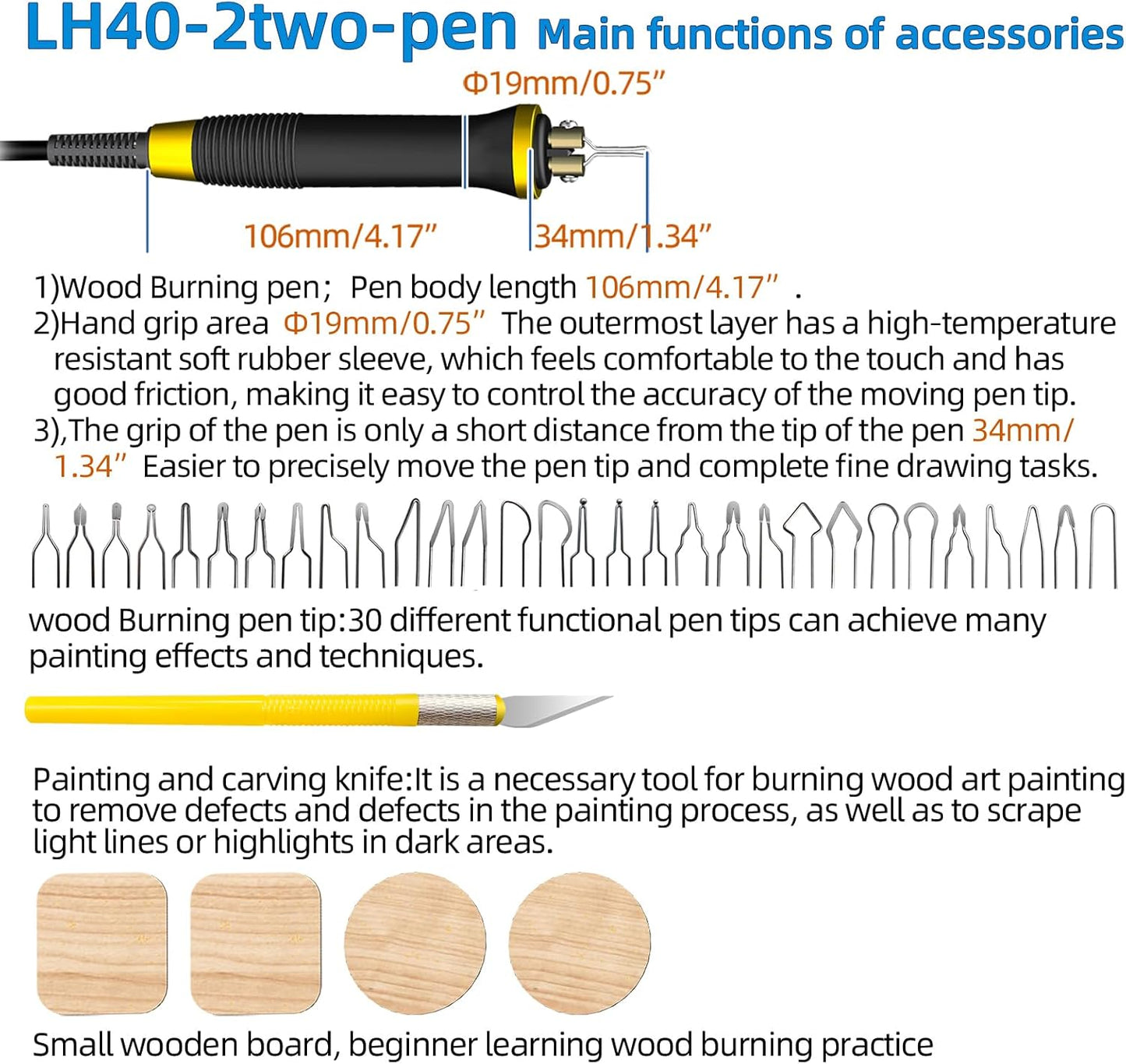 Wood Burning Tool, Wood Burner kit Pen 25~750℃, Wood Burning kit with Digital Thermometer Temperature Adjustable Temperature, 2 pyrographic Wood Burning pens, 30 Wood Burning Pen Tips - Crafty Corner