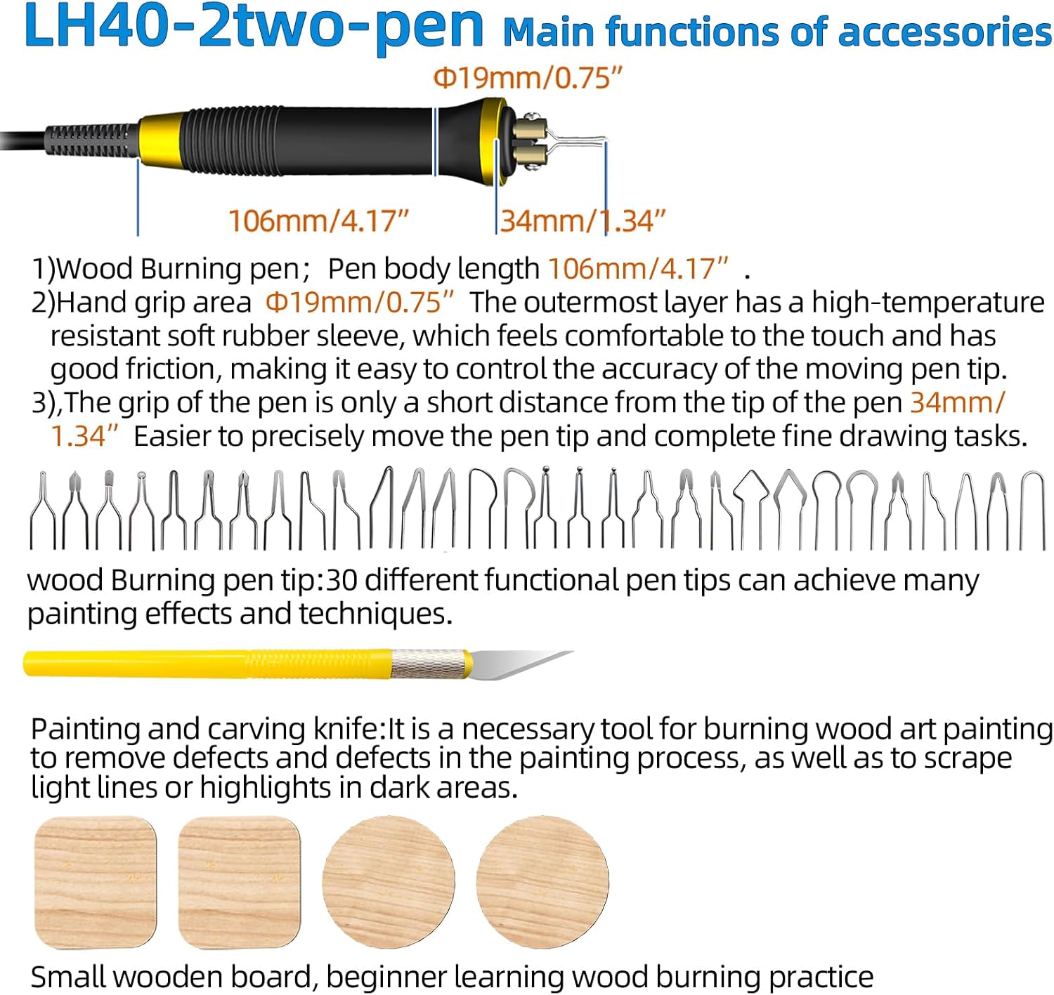 Wood Burning Tool, Wood Burner kit Pen 25~750℃, Wood Burning kit with Digital Thermometer Temperature Adjustable Temperature, 2 pyrographic Wood Burning pens, 30 Wood Burning Pen Tips - Crafty Corner