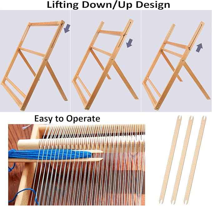 WILLOWDALE 25.2" H x 19.3" W Weaving Loom with Stand Wooden Multi-Craft Weaving Loom Arts & Crafts, Extra-Large Frame, Develops Creativity Weaving Frame Loom with Stand for Beginner