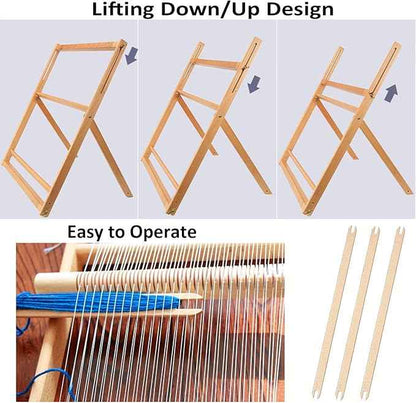WILLOWDALE 25.2" H x 19.3" W Weaving Loom with Stand Wooden Multi-Craft Weaving Loom Arts & Crafts, Extra-Large Frame, Develops Creativity Weaving Frame Loom with Stand for Beginner