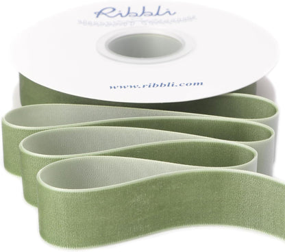 Ribbli Sage Green Velvet Ribbon 1 Inches Continuous10 Yard Spool Spring Moss Christmas Ribbon for Gift Wrapping Crafts Home Decor - Crafty Corner