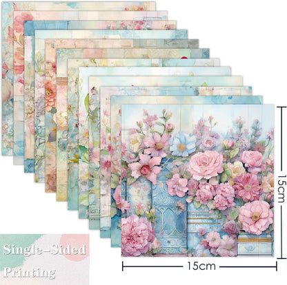 YASMEN 24 Sheets Scrapbook Paper Pads, 6X6 Single-Sided Cardstock Paper, Decorative Craft Paper, Flowers Pattern Paper Pack, DIY Decopodge Papers, Journal Scrapbooking Supplies, Card Making Supplies - Crafty Corner