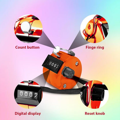 6 Pack Clicker Counter,Metal Hand Tally Counters Clicker with Black Nylon Lanyard,4 Digit Display Pitch Counter for Knitting,Coaching,Golf,Lap,Fishing,Umpire,Baseball,Row Sport
