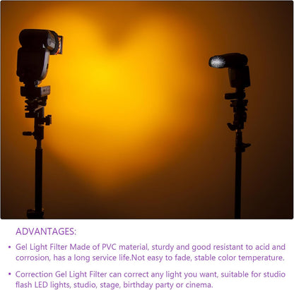 DMiotech 4Pcs Correction Gel Light Filter Overlay Transparent Plastic PVC Sheets Orange for Photo，Film,Video