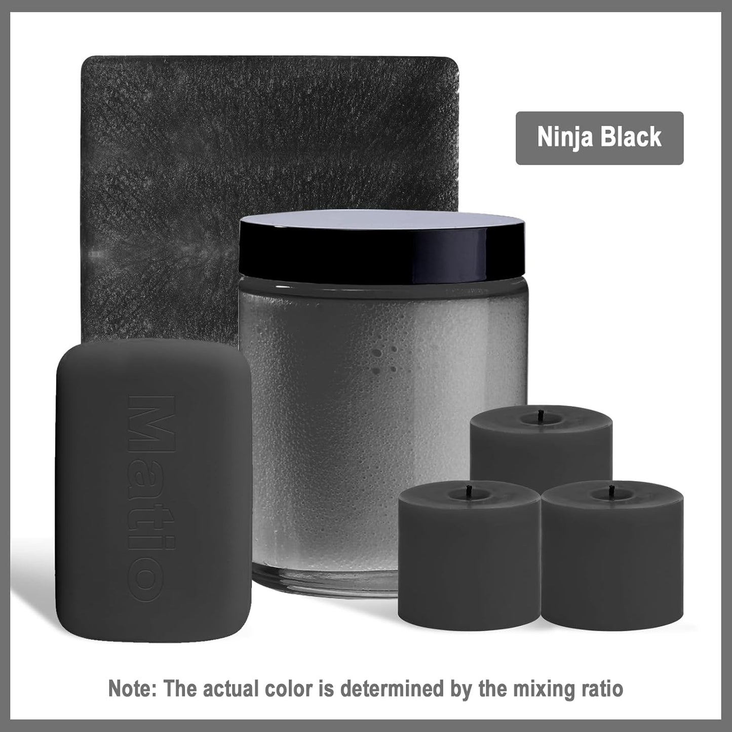 Matio Black Mica Powder, 0.7oz/20g Premium Mica Pigment Powder Natural Epoxy Resin Color Pigment for Soap Dye,Bath Bombs,DIY Arts Crafts Additive Acrylic,Woodworking,Car Freshie Supplies (Ninja Black)