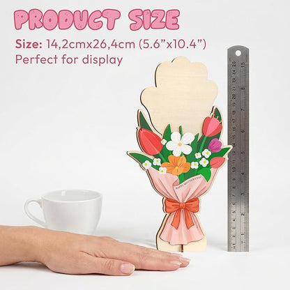 HYPERI DIY Mothers Day Crafts for Kids Handprint Art, Handprints Wooden Rose Flower Bouquet, Mothers Day Gifts for Mom from Kids, for Grandma from Grandkids, Mothers Day Keepsake Craft (Grandma)