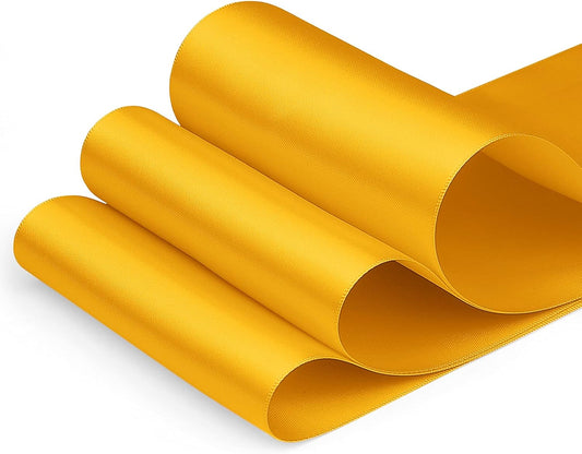 Humphrey's Craft 4 Inch Gold Double Faced Satin Ribbon - 5 Yards Variety of Color for Crafts Gift Wrapping Cutting Ceremony Decoration Sewing Christmas Tree Wedding and Dining Tables. - Crafty Corner