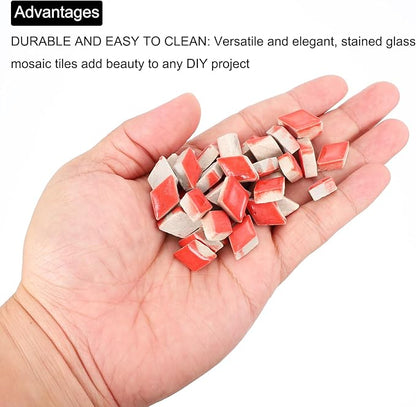 MECCANIXITY 200g Ceramic Mosaic Tiles for Crafts Bulk, Rhombic Red Ceramic Tiles for Mosaic Kits Garden Stepping Stone Cup Mat