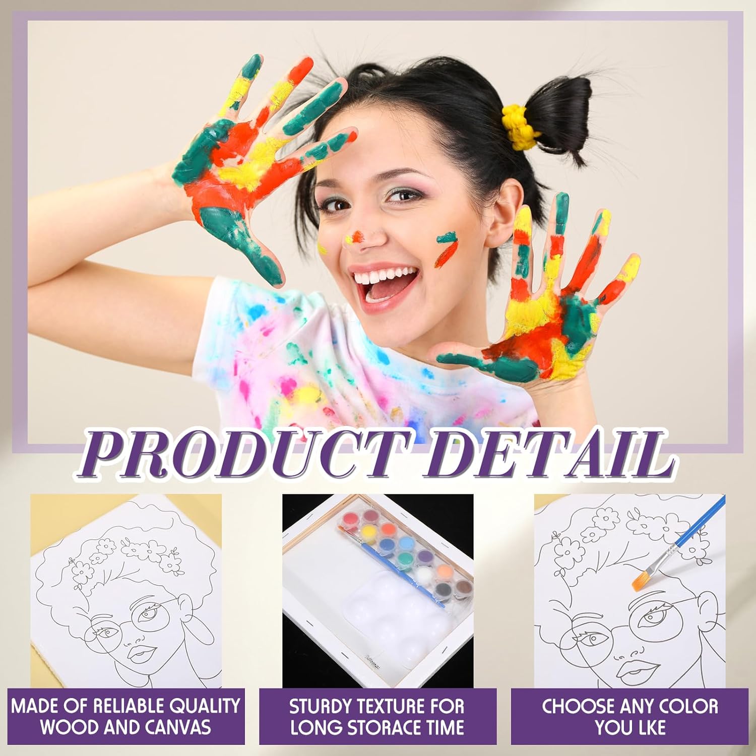 Zhanmai 12 Pack Pre Drawn Canvas for Painting Sip and Paint Kit 8" x 10" Paint Party Set Canvas Painting Pre Printed Canvases for Party Favor DIY Virtual Adult's Date Night(Charming Girl) - Crafty Corner