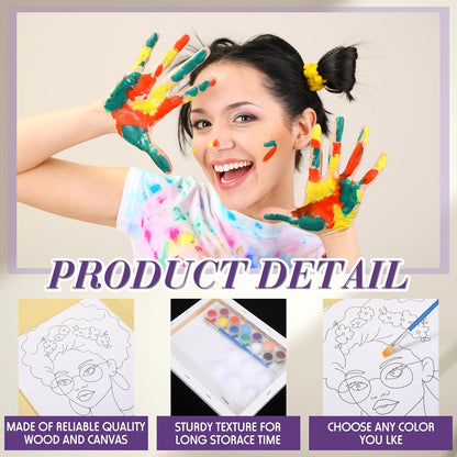 Zhanmai 12 Pack Pre Drawn Canvas for Painting Sip and Paint Kit 8" x 10" Paint Party Set Canvas Painting Pre Printed Canvases for Party Favor DIY Virtual Adult's Date Night(Charming Girl) - Crafty Corner