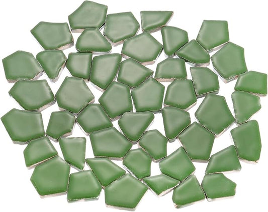 uxcell 500g/1.1LB Irregular Ceramics Mosaic Tiles, 2.3-4.2 cm Bulk Stained Ceramic Mosaic Pieces Stones Mosaic Kits for DIY Art Craft Projects Home Decor, Dark Green