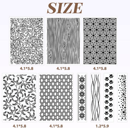 Embossing Folders Clay Stamps for Polymer Clay Earrings Making Embossing Tool Geometric Textured Flower Pottery Stamps Polymer Clay Roller Clay Texture Sheets (9PCS)