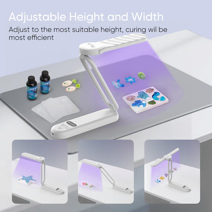 PPESULK UV Light for Resin Curing, Rechargeable UV Resin Lamp with Time Display, 34 LEDs High Power Resin Curing Machine, Cordless Portable UV Lamp for Resin Molds, Crafts, Jewelry Making(White)