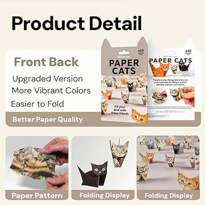 DIY Origami Paper Cats - 50 Sheets DIY Origami Paper to Fold Cute Cat Figures, Fun Craft Activity for Adults & Kids, Desk Decoration & Gift for Cat Lovers（cat） - Crafty Corner