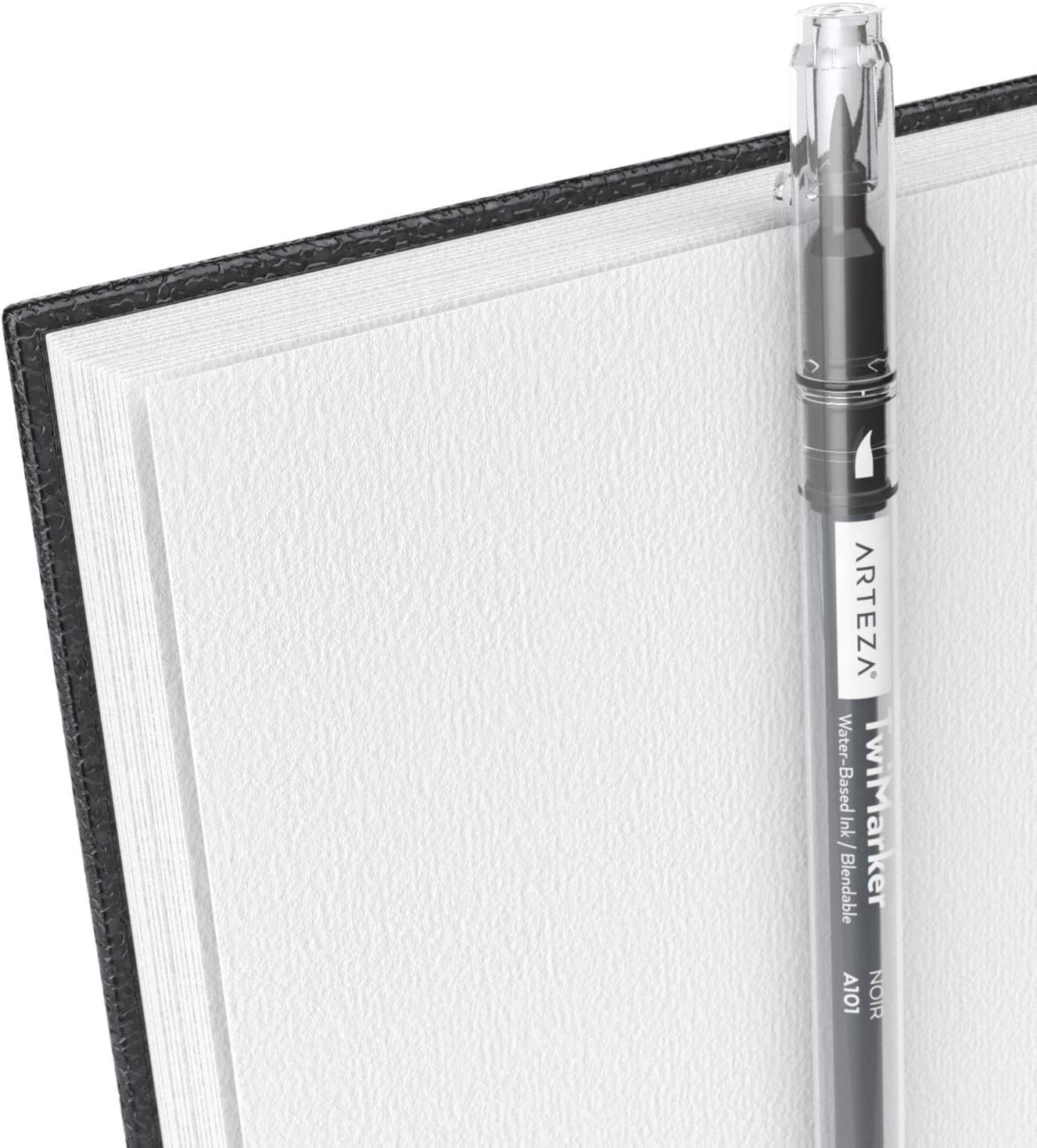 ARTEZA Watercolor Sketchbook 2-Pack, 64 Pages Each, 9x12 Inches – Spiral-Bound, 140 lb Cold Press Paper, Black Hardcover for Watercolor & Mixed Media - Crafty Corner