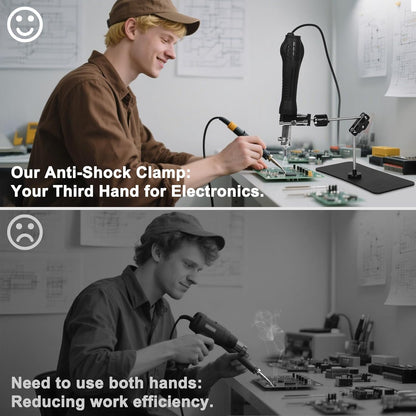Helping Hands Soldering Magnetic Soldering Clamp with 2.16-inch Jaw Opening, Super Clamp with 1/4 and 3/8 Thread, Flexible Articulating Arms with Clamps, Magnetic PCB Clip for Repairing DIY Work
