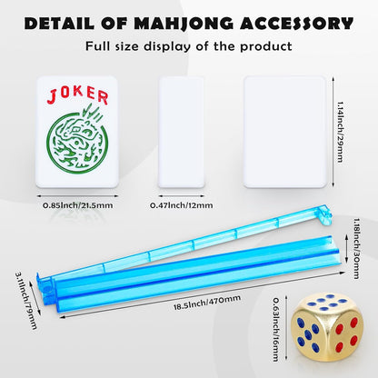 NEW American Mahjong Game Set,166 Premium White Tiles with Portable Metal Dices，4 All-in-One Racks with Pushers, Mah-Jong Games Sets, Ma Jong Tile Game FASHION