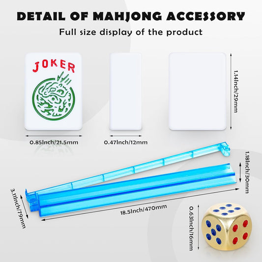 NEW American Mahjong Game Set,166 Premium White Tiles with Portable Metal Dices,4 All-in-One Racks with Pushers, Mah-Jong Games Sets, Ma Jong Tile Game FASHION